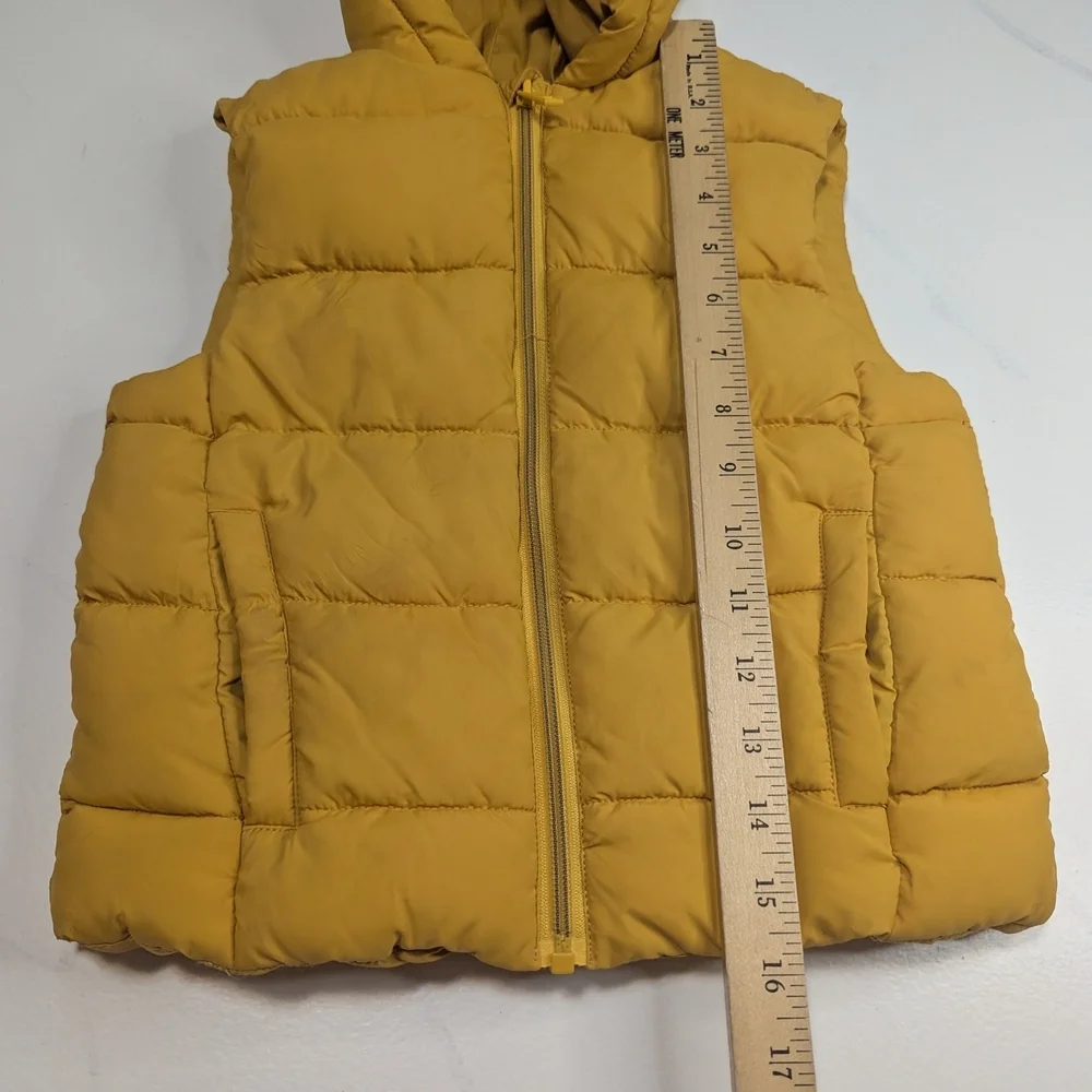 Zara Kids Yellow Zippered, Hooded Puffer Vest, Size 3-4 Years